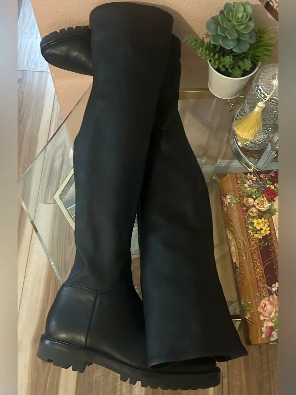 Vince Cabria Black Leather Over-the-Knee Boots Size 9.5